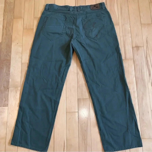 A. Tiziano 42 X 33 Denim Jeans Pants GREEN Wash Urban Wide Leg Streetwear - Picture 9 of 11